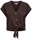 Kurzarmbluse ONLY "ONLSIESTA SS KNOT LIN BL SHIRT PNT NOOS", Damen, Gr. XS, braun