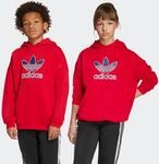 Kapuzensweatshirt ADIDAS ORIGINALS "TREFOIL KIDS HOODIE", Damen, Gr. 170, rot (better