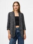Blusenblazer PIECES "PCBOSELLA 3/4 PRINTED BLAZER NOOS", Damen, Gr. S, bunt (grau
