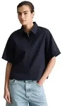 Marc O'Polo DENIM Kurzarmbluse aus Leinen-Baumwolle-Mix blau XXS (32)