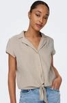 Kurzarmbluse ONLY "ONLTHYRA LIFE CAPSLEEVE SHIRT WVN", Damen, Gr. S (36), beige