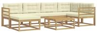 vidaXL Gartenlounge-Set Outdoor-Sofagarnitur 7 pcs Wei&szlig; und Creme, (7-tlg)