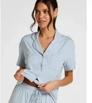 Hunkem&ouml;ller Pyjama Kurz&auml;rmelige Jersey-Jacke Essential blau L