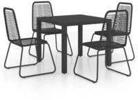 vidaXL Garten-Essgruppe 5-tlg. Garten-Essgruppe PVC Rattan Schwarz, (4-tlg)