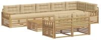 vidaXL Gartenlounge-Set Outdoor-Sofagarnitur mit Kissen 9 pcs Wei&szlig; und Beige