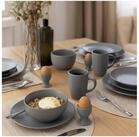 NTK-Collection Fr&uuml;hst&uuml;cks-Geschirrset Tafelservice f&uuml;r 4 Personen Grau...