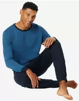 Schiesser Pyjama Nightwear Serie (2 tlg) Schlafanzug, Pyjama Set blau S (48)