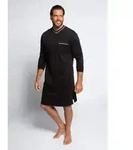 JP1880 Schlafanzug Nachthemd Homewear uni Langarm schwarz 3XL