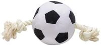 Beeztees Tierkuscheltier Hundespielzeug Fu&szlig;ball mit Seil schwarz/wei&szlig; aus...