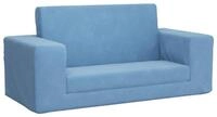 vidaXL Babym&ouml;bel-Set Kinder-Schlafsofa 2-Sitzer Blau Weicher Pl&uuml;sch