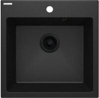Deante Granitsp&uuml;le Einbausp&uuml;lbecken Schwarz eckig 50 cm Granitoptik mit