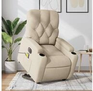 vidaXL Sessel vidaXL Elektrischer Massagesessel mit Aufstehhilfe Creme Stoff