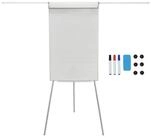 relaxdays Magnettafel Flipchart Whiteboard 100x70 cm 2 Arme, wei&szlig;