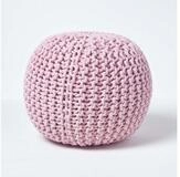 Homescapes Pouf Runder Strickpouf 100% Baumwolle, rosa