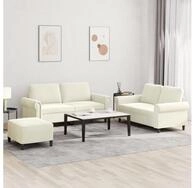 vidaXL Sofa vidaXL 3-tlg. Sofagarnitur mit Kissen Creme Samt