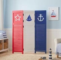 Homestyle4u Paravent Raumteiler Holz Trennwand Sea Sichtschutz Indoor faltbar...