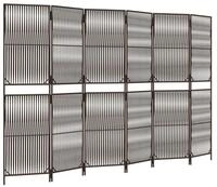 vidaXL Raumteiler Paravent 6-tlg. Braun Poly Rattan, 1-tlg.