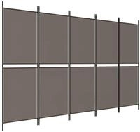 vidaXL Raumteiler 5-tlg. Paravent Anthrazit 250x220 cm Stoff, 1-tlg.