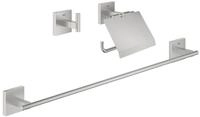 Grohe Toilettenpapierhalter Start Cube, Bad-Set 3 in 1 - Supersteel