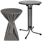 Beautissu Stehtisch Outdoor Stehtisch Sylt, klappbar, &Oslash;80cm, Grau, mit Husse,