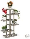 relaxdays Blumenst&auml;nder Blumenregal Holz 5 Ebenen, grau
