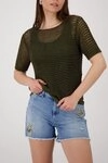 Monari Strickpullover Pullover Glanzb&auml;ndchen Regular fit mit Ajour-Strick