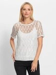 heine T-Shirt Spitzenshirt Kurzarm