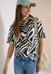CECIL Kapuzensweatshirt Kurzarm-Shirt mit Kapuze und Zebraprint