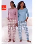Vivance Dreams Pyjama (Packung, 2 St&uuml;ck) Elastische Rippb&uuml;ndchen blau|grau...