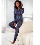 LASCANA Pyjama (Set, 2 tlg) mit winterlichem Druck blau 44/46