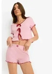 LSCN by LASCANA Shorty (2 tlg) mit Schleifen zum Binden rosa 44/46