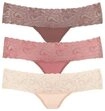Vivance String (3er-Pack) aus elastischer Baumwolle mit floraler Spitze