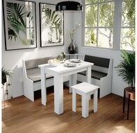 Vicco Sitzgruppe Roman, Wei&szlig;/Anthrazit, 150 x 120 cm mit Tisch, (Set, 5-tlg.,...