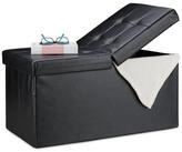 relaxdays Sitzbank Kunstleder Sitzbank klappbarer Deckel, schwarz