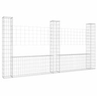 vidaXL Gabionenzaun, Gabionenkorb U-Form mit 3 S&auml;ulen Eisen 260x20x150 cm