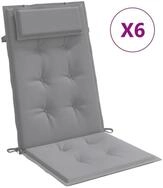 vidaXL Hochlehnerauflage, Gartenstuhl Auflagen 6 Stk. Grau Oxford-Gewebe