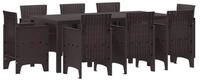 vidaXL Gartenlounge-Set Garten Essgruppe 9 pcs Braun Polypropylen, (9-tlg)