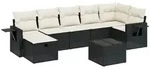 vidaXL Gartenlounge-Set 8-tlg. Garten-Sofagarnitur mit Kissen Schwarz Poly...