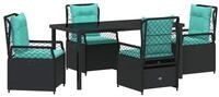 vidaXL Gartenlounge-Set Garten Essgruppe 5 pcs Schwarz Poly-Rattan, (5-tlg)