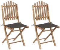 vidaXL Gartenstuhl Klappbare Gartenst&uuml;hle 2 Stk. mit Kissen Bambus (2 St)