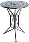 Kobolo Beistelltisch Gartentisch Metalltisch mit Mosaikoptik wei&szlig; blau (kein...