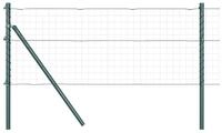 vidaXL Bett Eingebetteter Zaunpfosten 7 pcs Gr&uuml;n Pulverbeschichteter Stahl...
