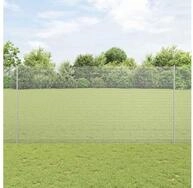 vidaXL Zaun, Zaun mit Pfosten Silber 1,5 x 25 m Stahl