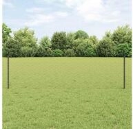 vidaXL Zaun, Zaun mit Pfosten Grau 0,5 x 25 m Stahl