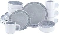 CreaTable Kombiservice Nordic Fjord Stone Weiss (16-tlg), 4 Personen, Steinzeug