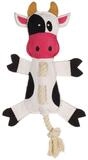 Flamingo Tierkuscheltier Hundespielzeug Charda Kuh mit Seil wei&szlig;/schwarz