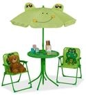 relaxdays Garten-Kindersitzgruppe Camping Kindersitzgruppe mit Schirm, Frosch