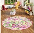 Snapstyle Kinderteppich Kinder Spiel Teppich Girls Village Rund, Rund, H&ouml;he: 4...