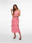 Vero Moda Tr&auml;gerkleid VMSMILLA S/L V-NECK LONG FRILL DRESS WVN Kunstfaser