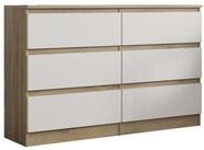Masseno Kommode ALLEGRA 120 cm Sideboard mit 6 Schubladen Eiche Sonoma
